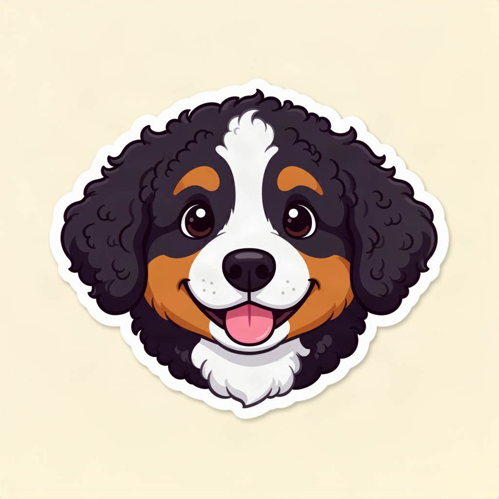 Cartoon Bernedoodle puppy face